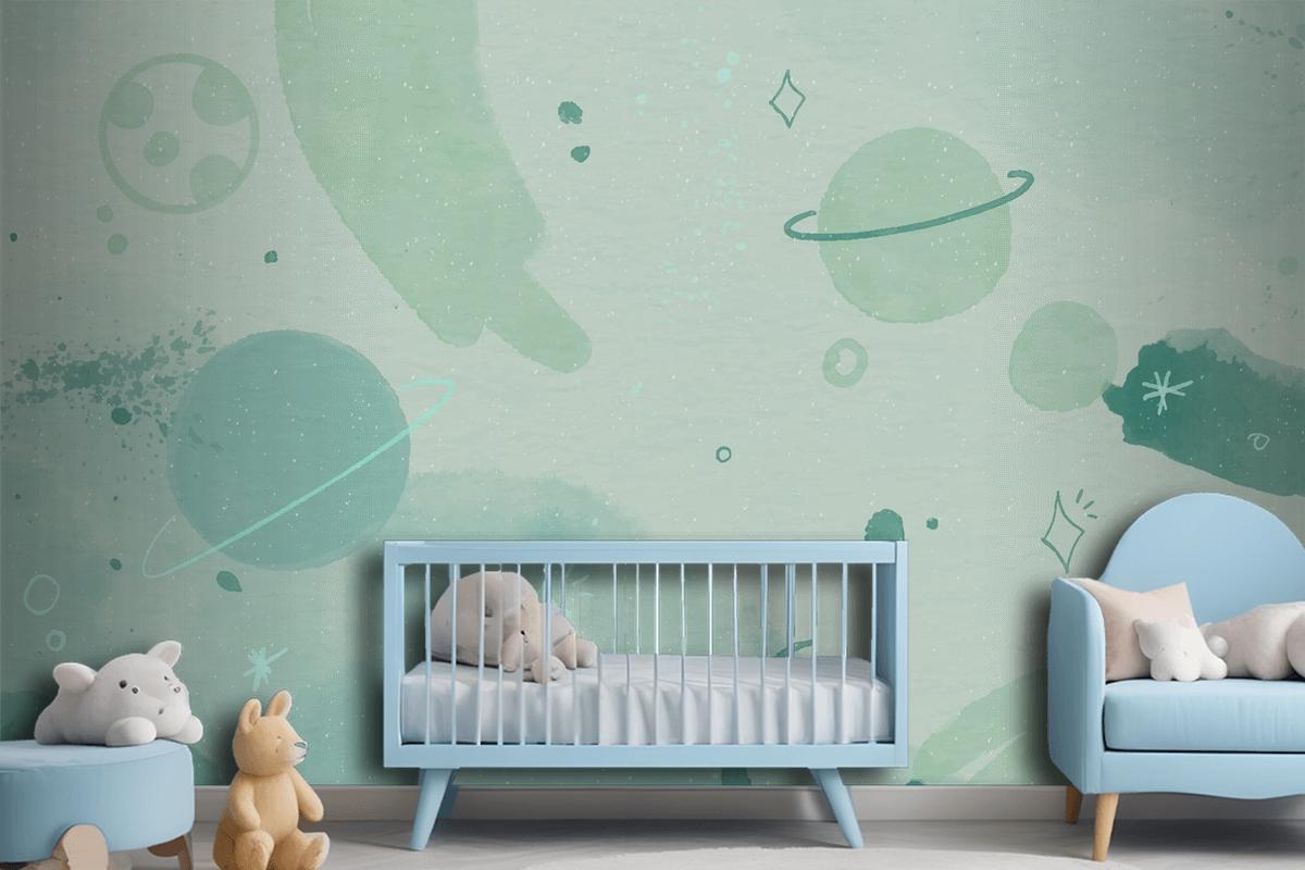 Monochrome Watercolor Galaxy Wallpaper Mural