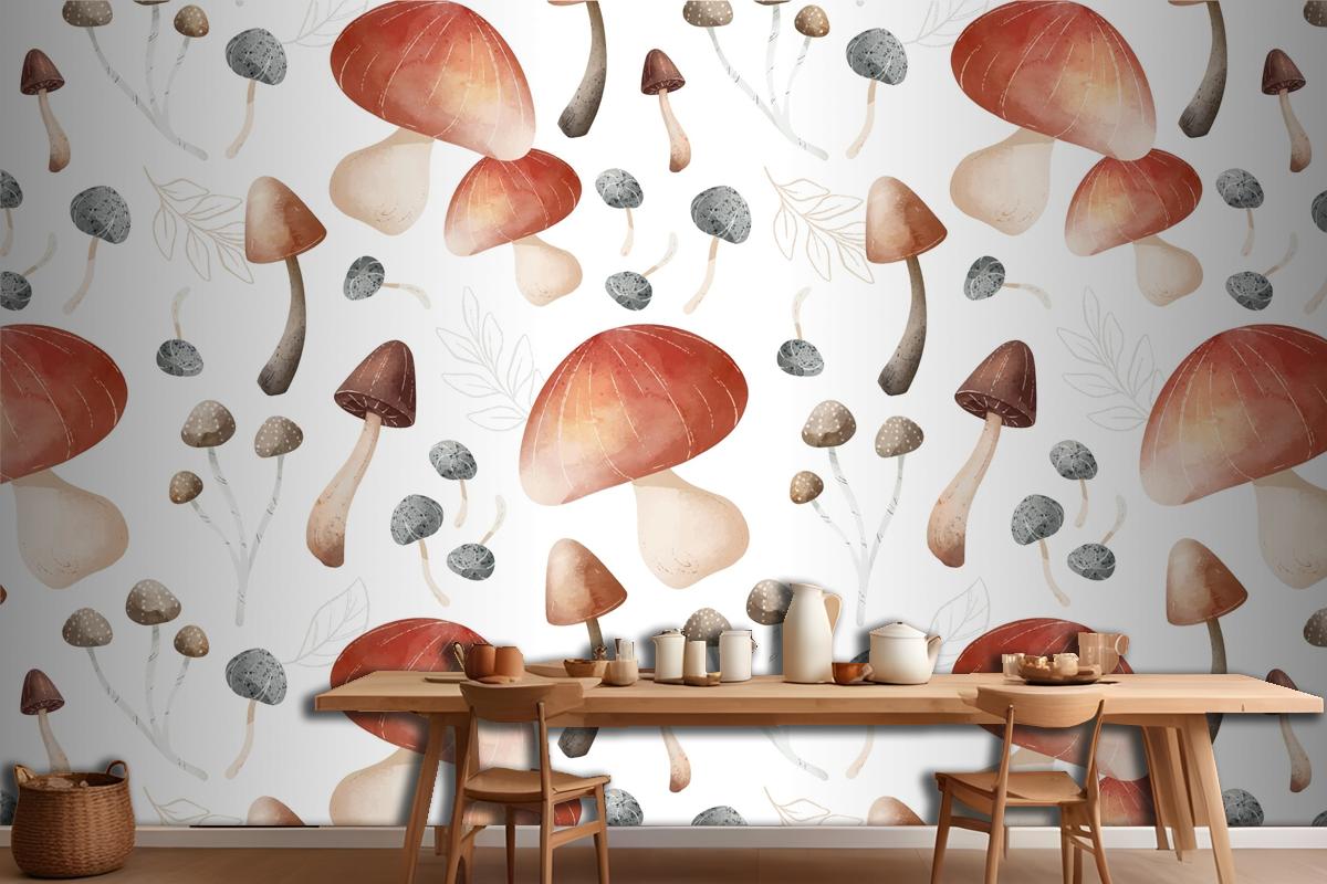 Mushroom Pattern Wallpaper Mural