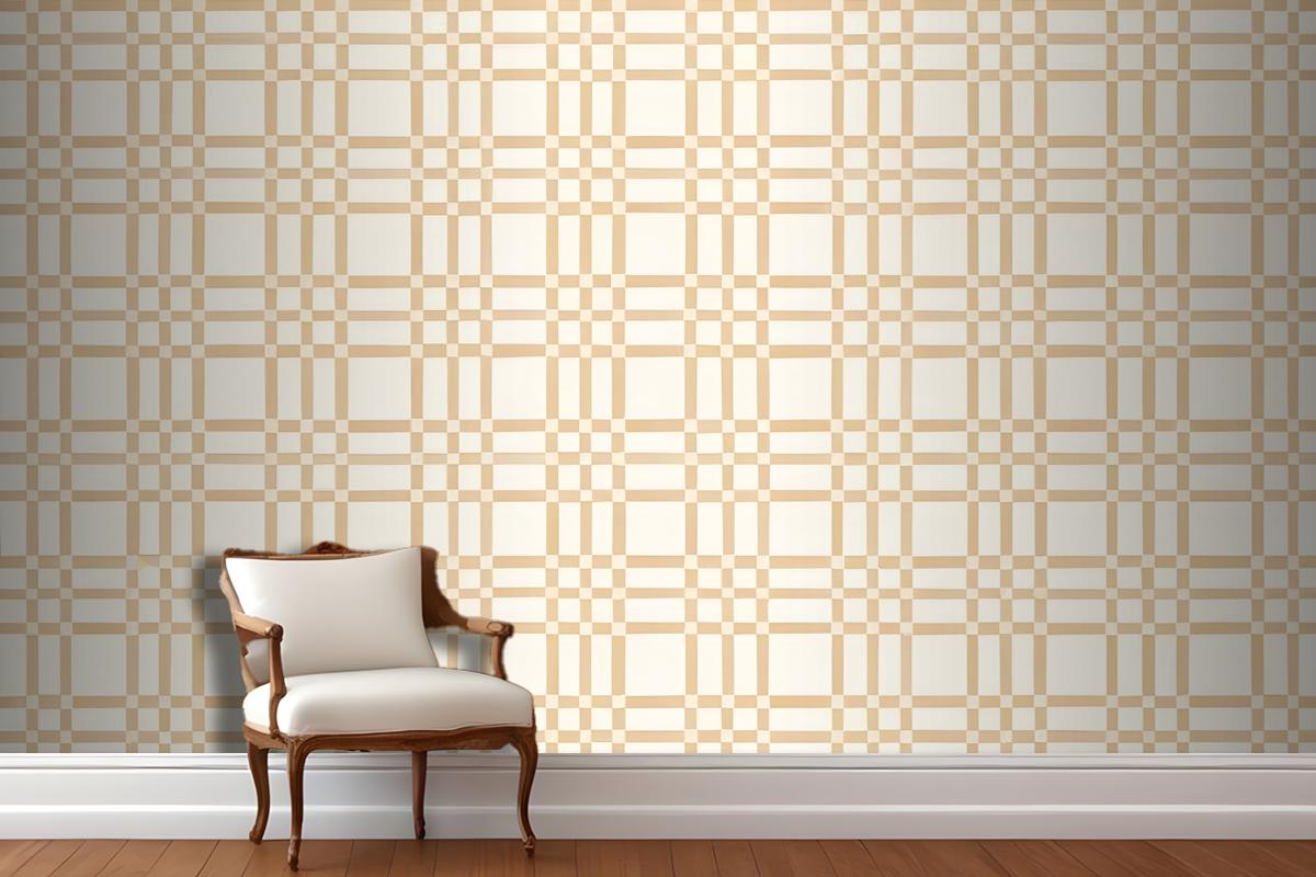 Mustard Yellow Retro Checkered Wallpaper Mural