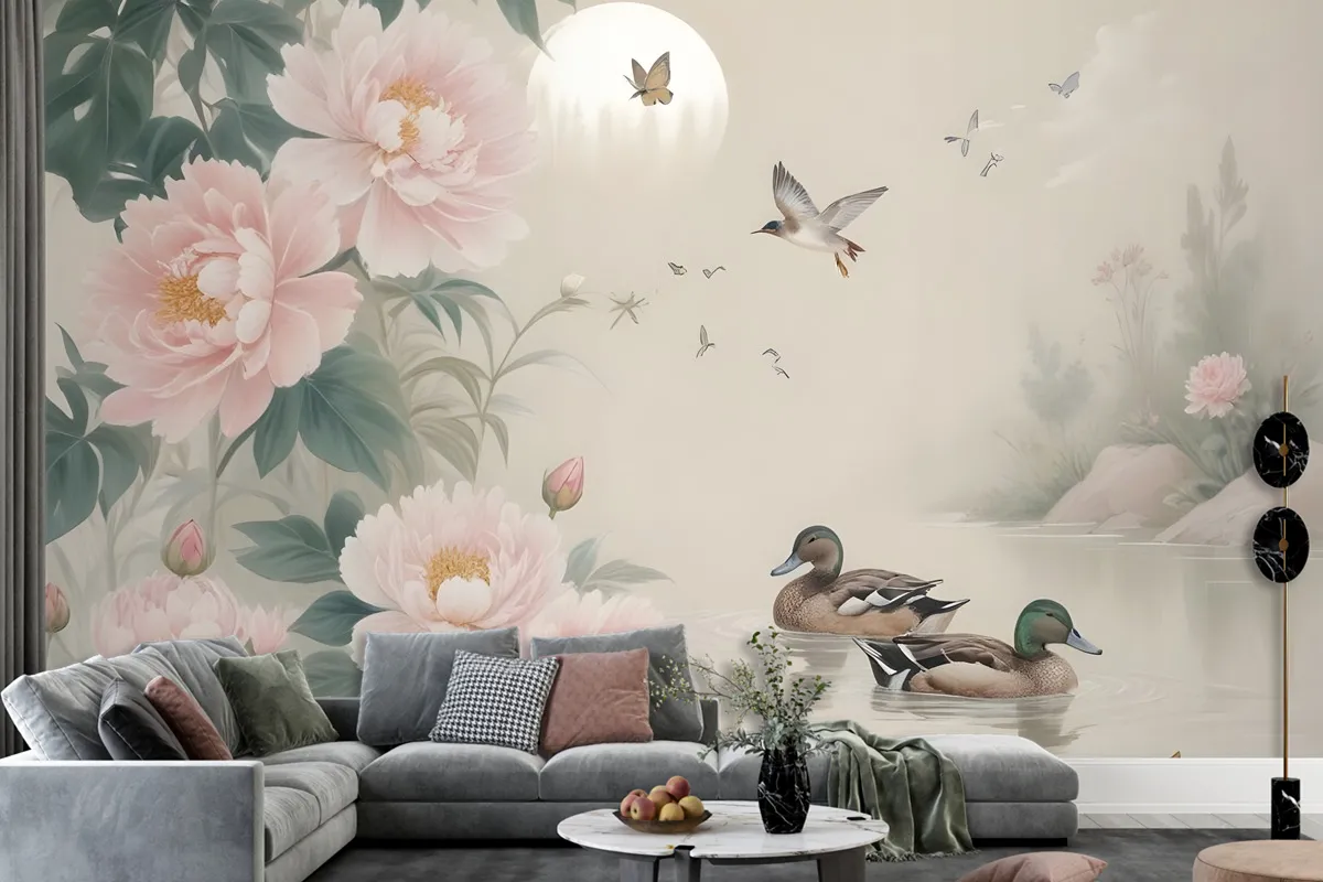 Nostalgic Peony Blossom Wallpaper Mural