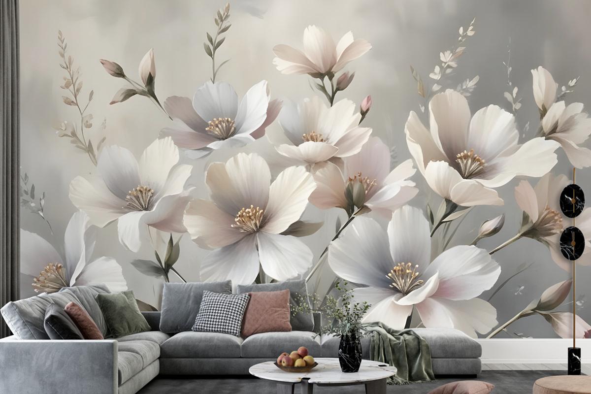 Oil Painting Pastel Floral Wallpaper Mural