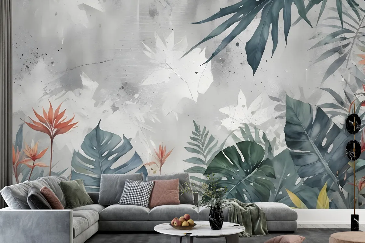 Old Tropical Leaf Wallpaper Mural