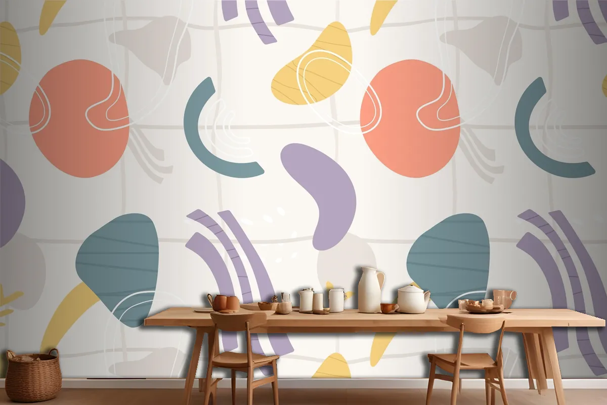 Organic Flat Abstract Element Pattern Wallpaper Mural