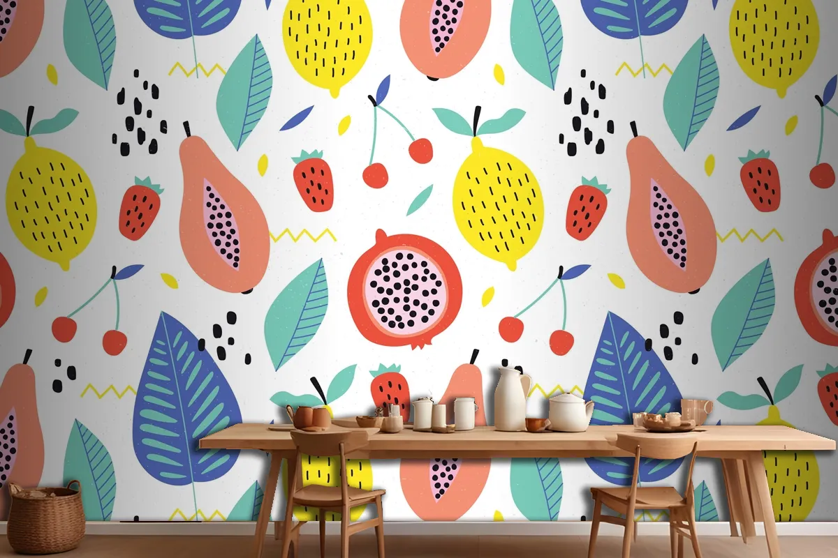 Organic Flat Summer Kitchen Wallpaper Mural