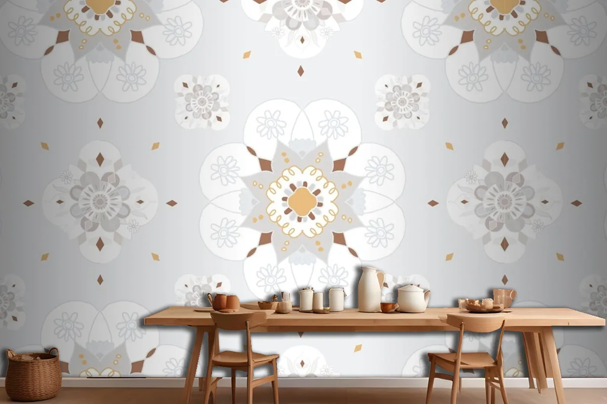 Oriental Mandala Floral Pattern Wallpaper Mural