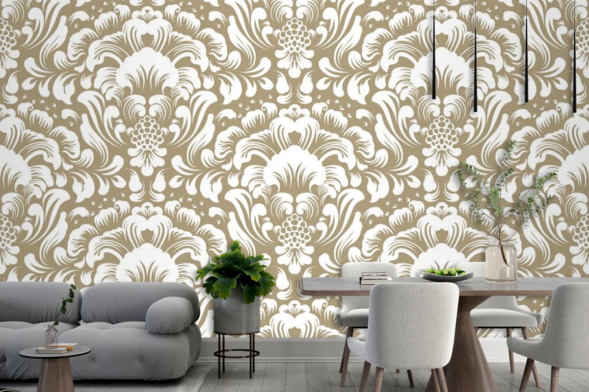 Ornamental Damask Seamless Pattern Wallpaper Mural