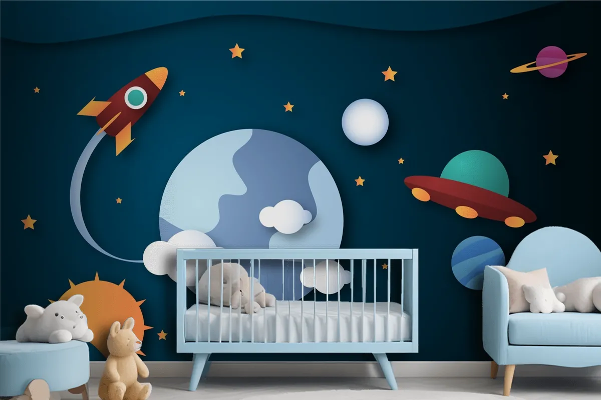 Paper Style Galaxy Background Wallpaper Mural