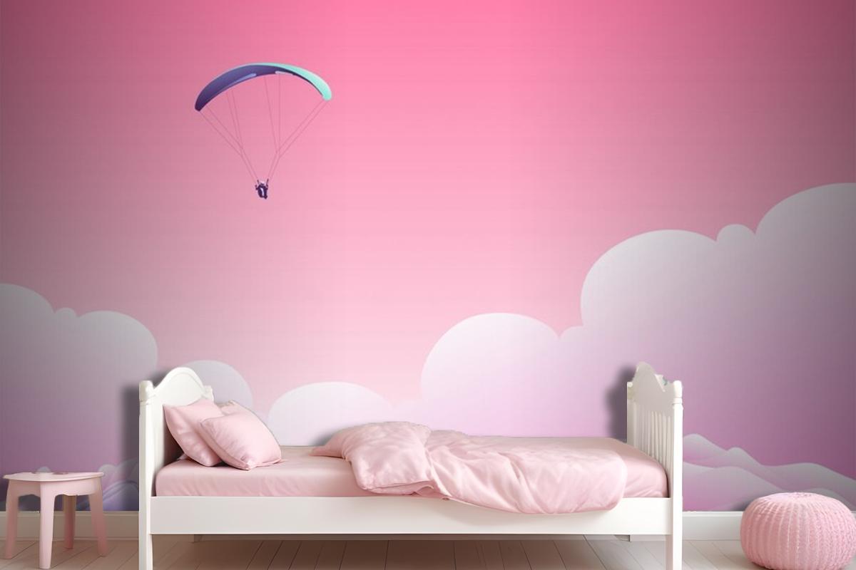 Parachute Above The Clouds Wallpaper Mural