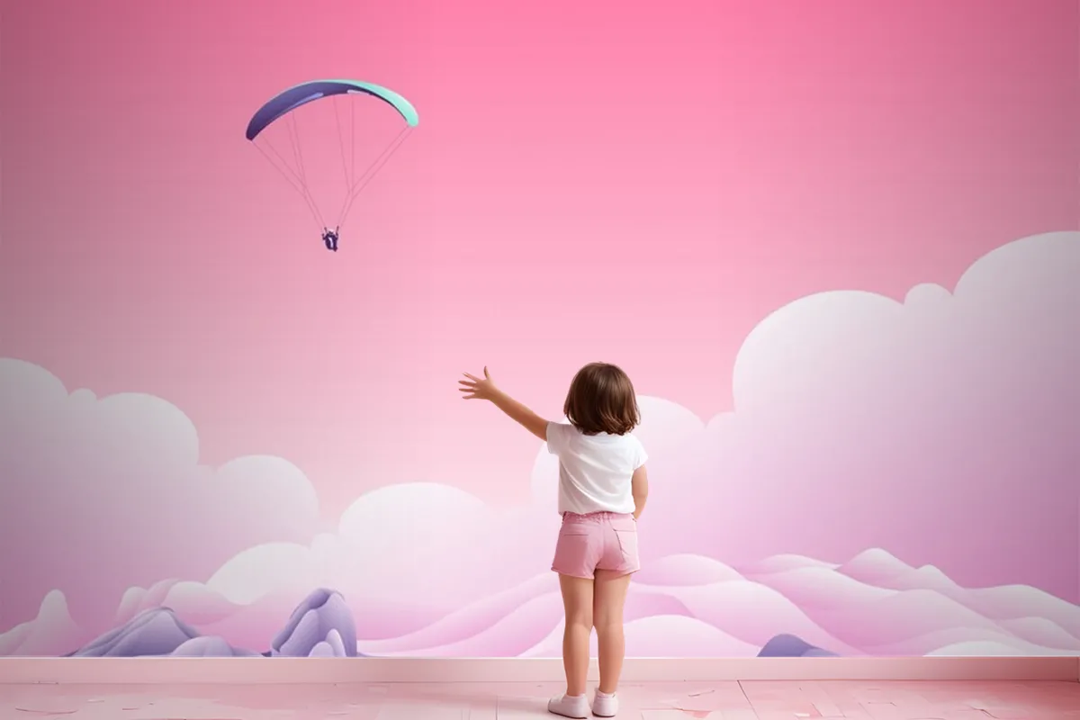 Parachute Above The Clouds Wallpaper Mural