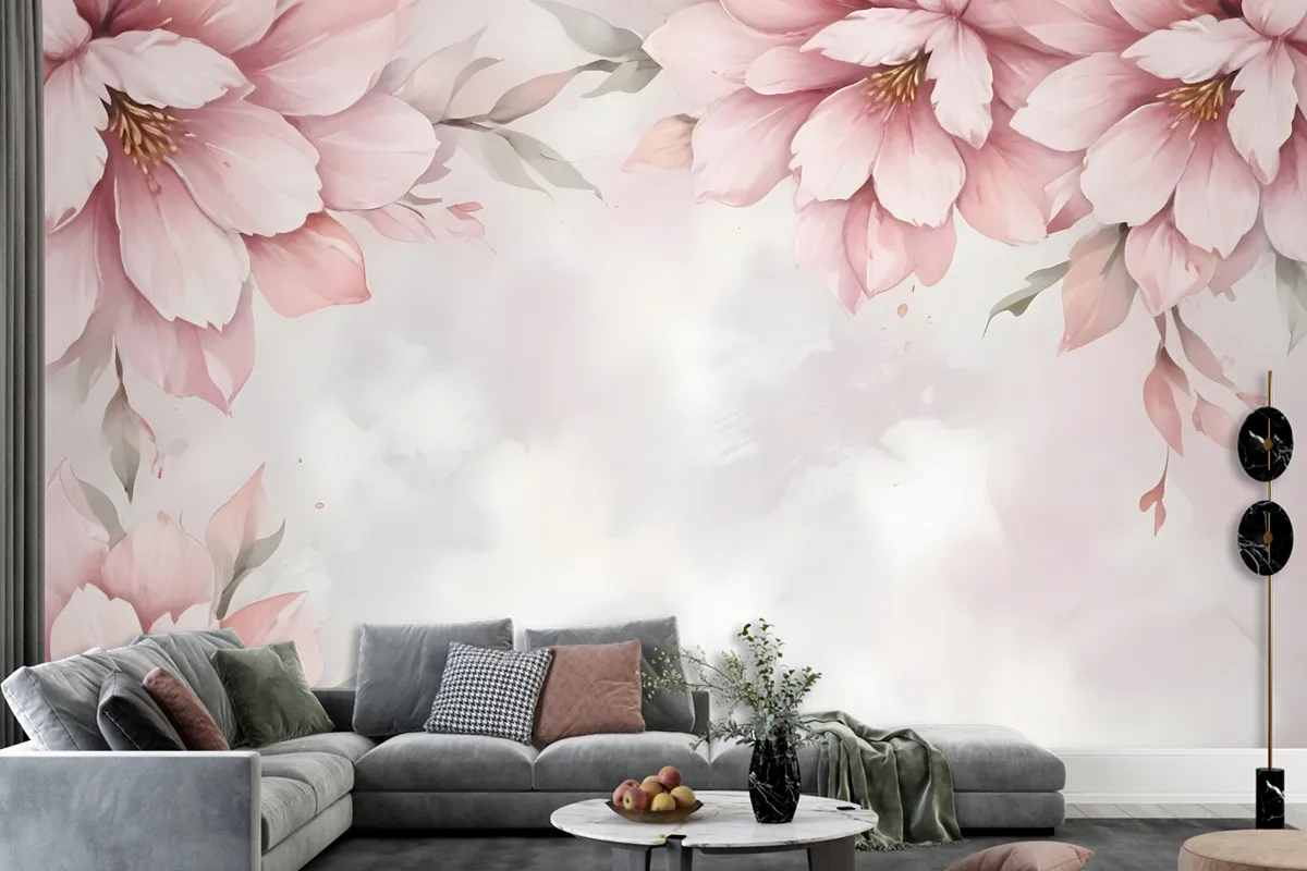 Pastel Pink Flower Wallpaper Mural