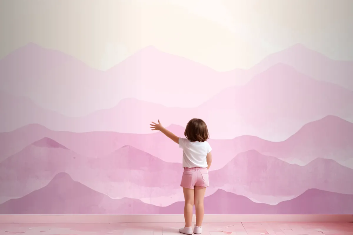 Pastel Watercolor Mountains Background Wallpaper Mural