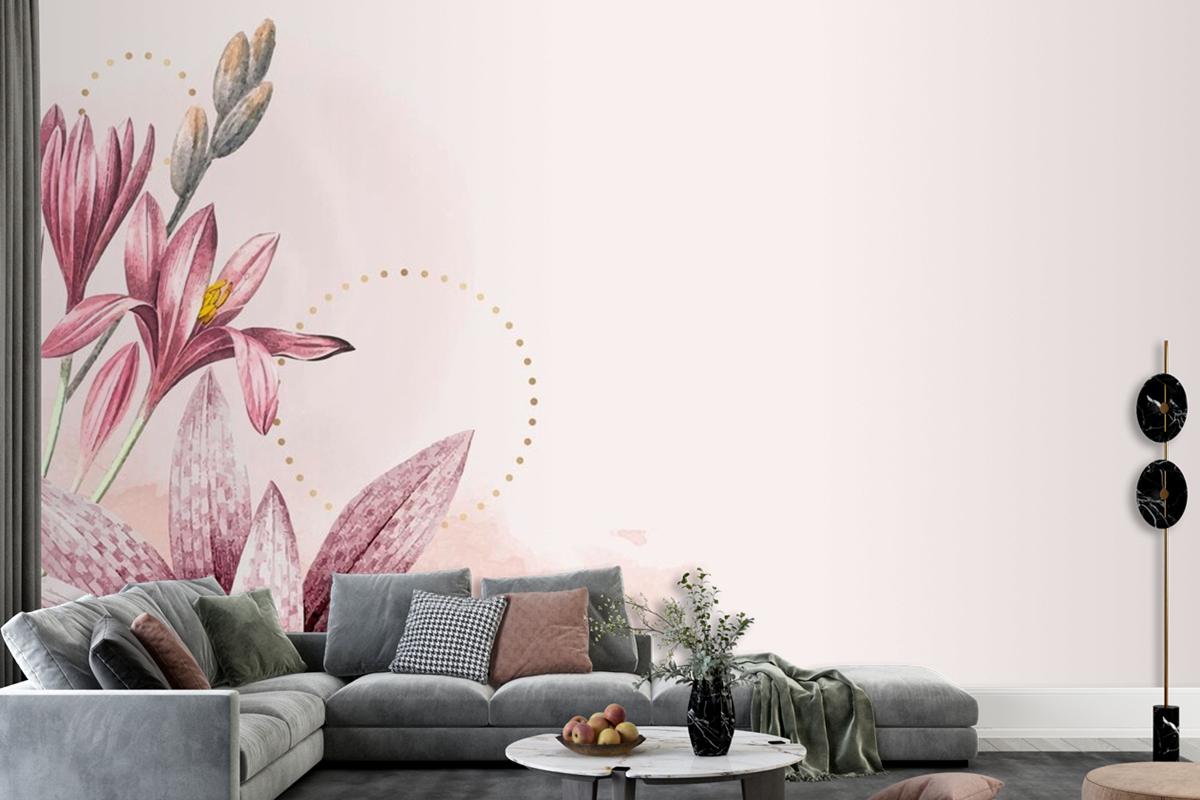 Pink Amaryllis Pattern Background Wallpaper Mural