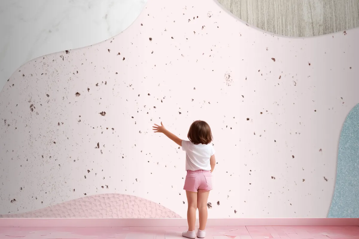 Pink And Blue Collage Textured Wallpaper Mural