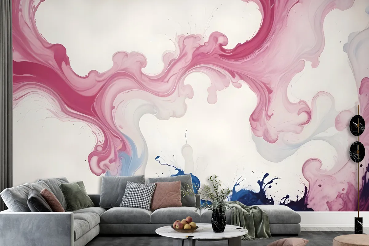 Pink Blue Marble Style Brush Wallpaper Mural