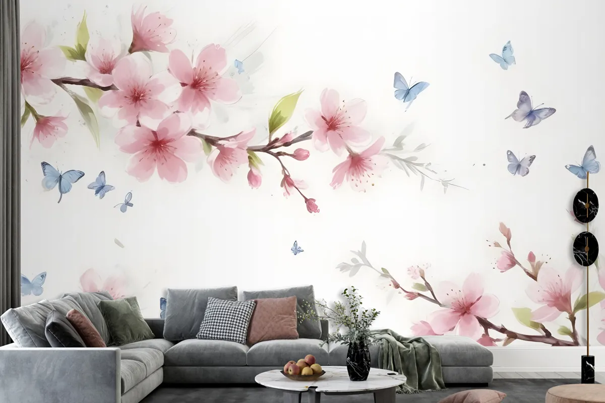 Pink Cherry Blossom Wallpaper Mural