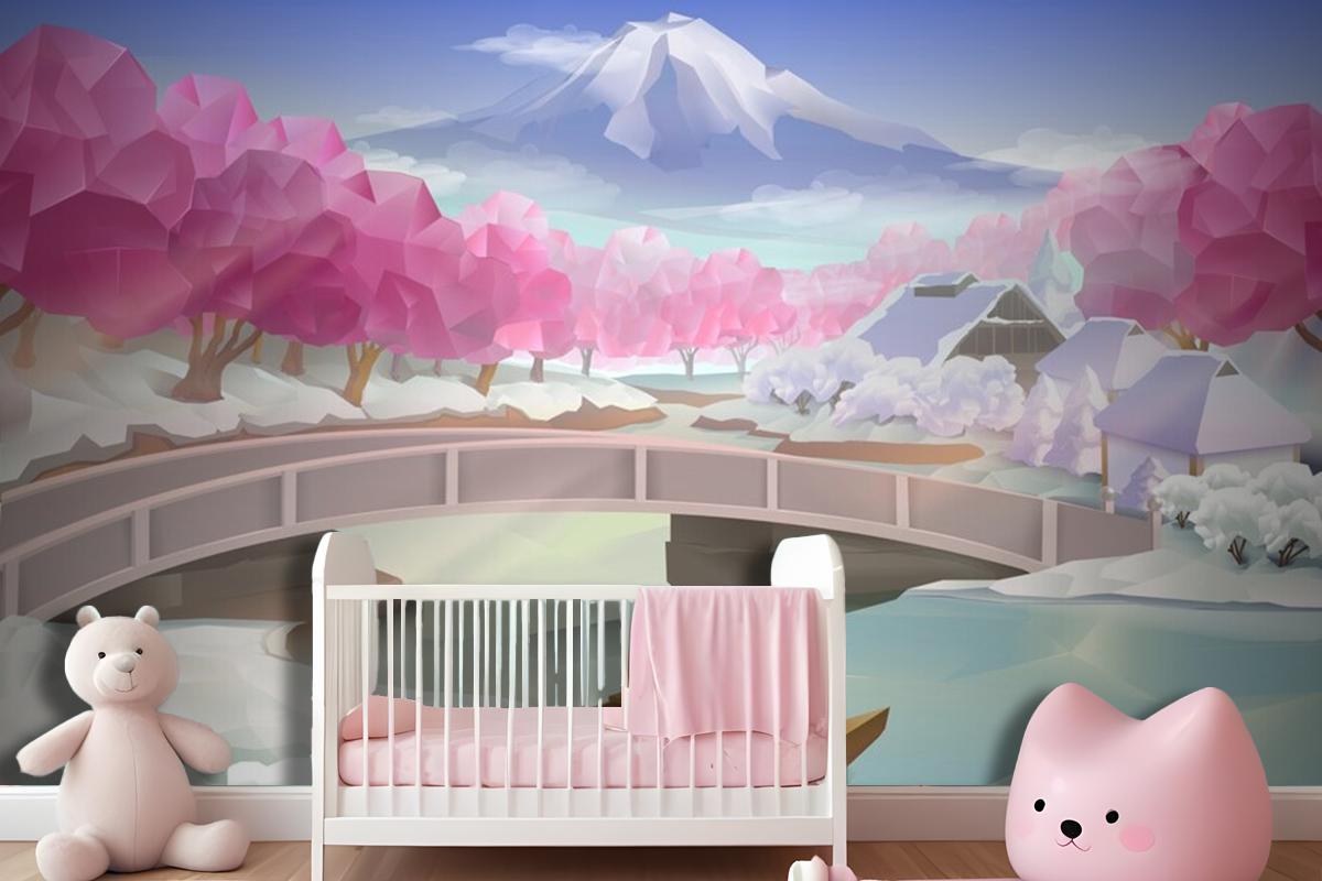 Pink Grove Landscape Wallpaper Mural