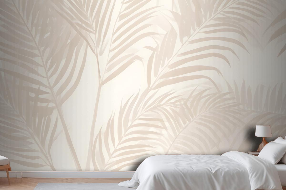 Pink Palm Leaf Inky Tropical Wallpaper Mural