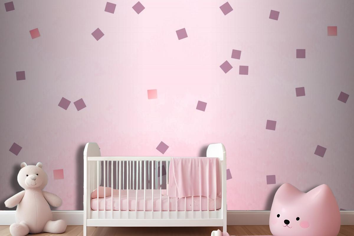 Pink Square Polka Dots Wallpaper Mural