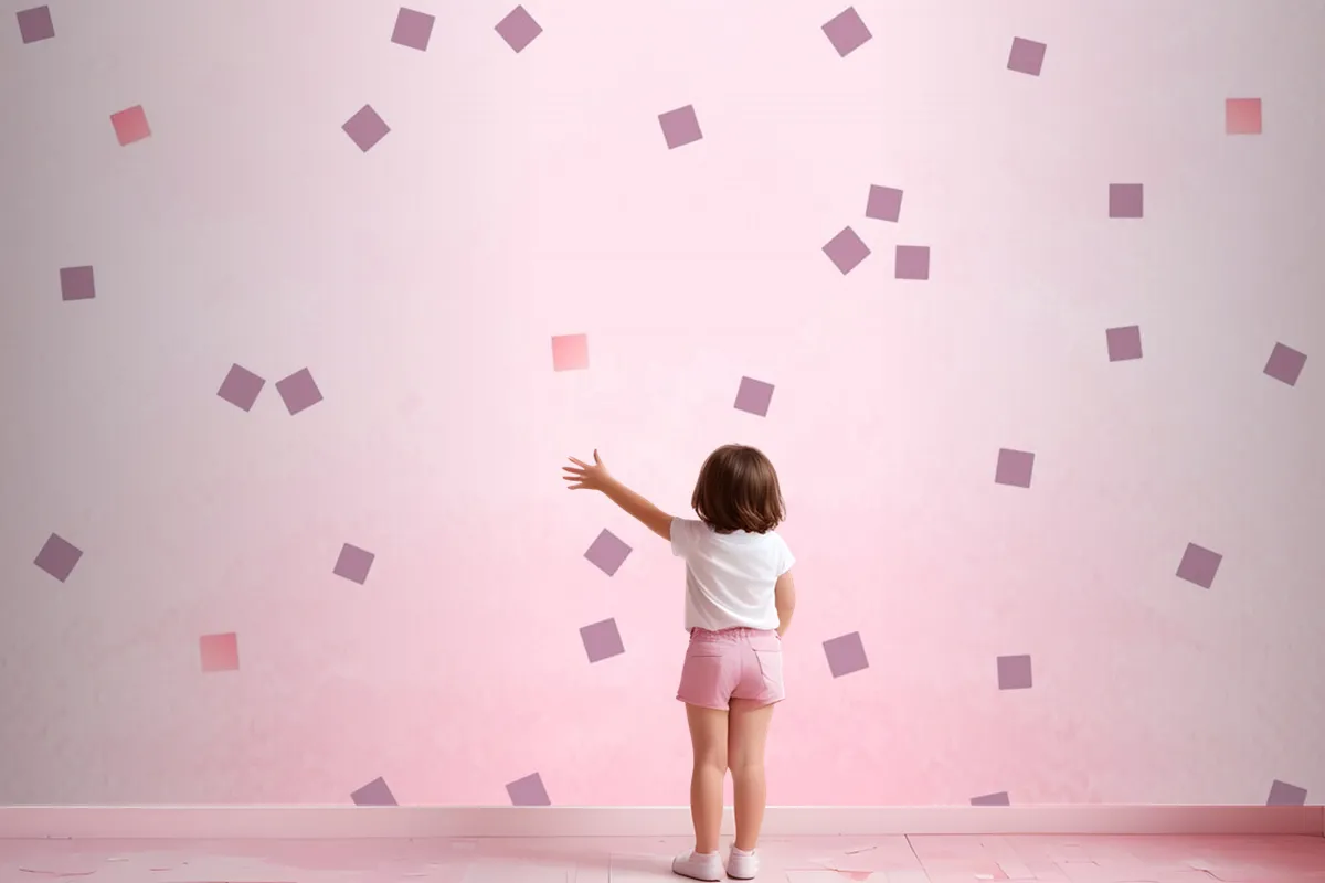 Pink Square Polka Dots Wallpaper Mural