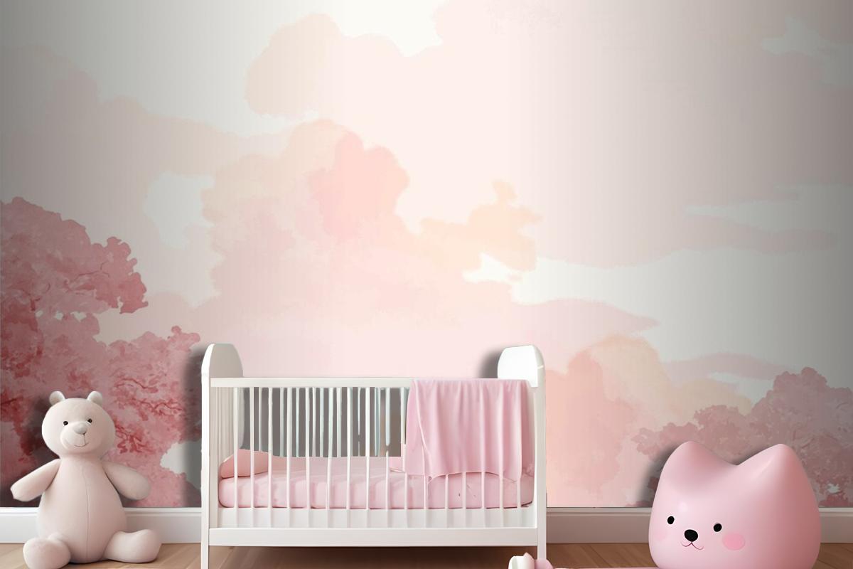 Pink Trees And Sky Banner Wallpaper Mural