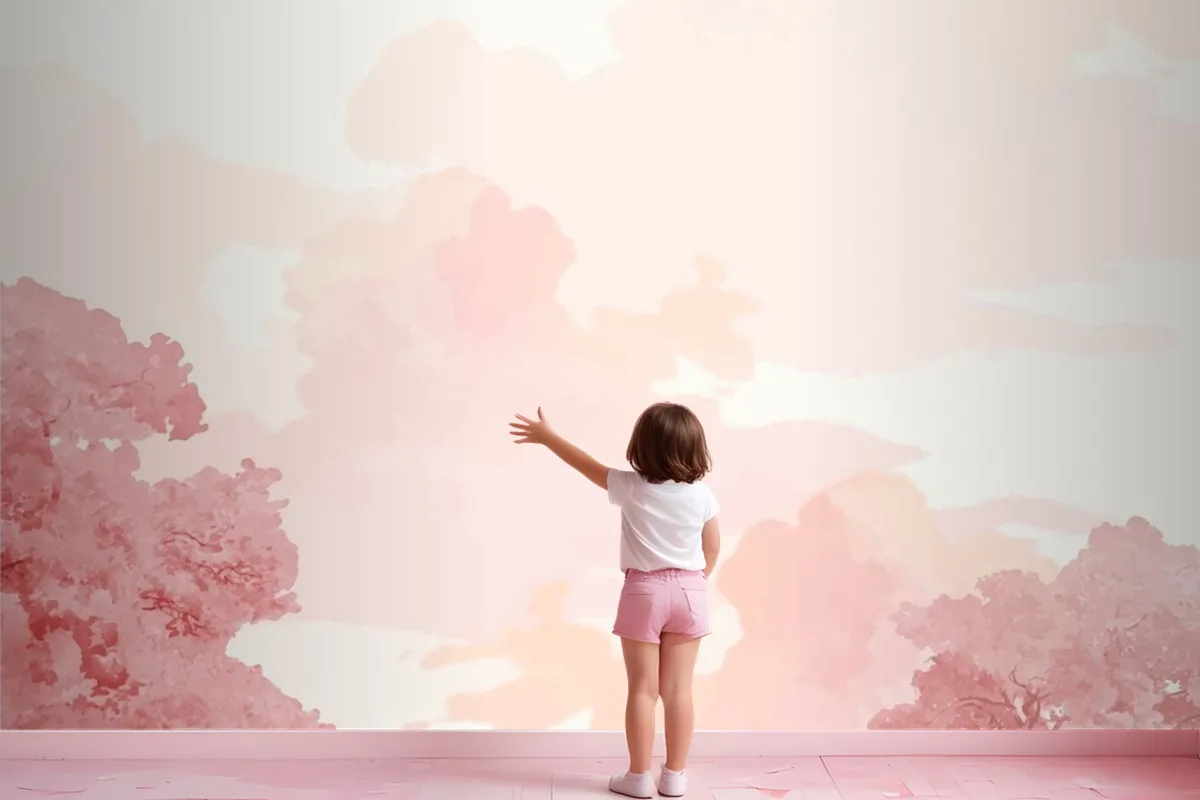 Pink Trees And Sky Banner Wallpaper Mural