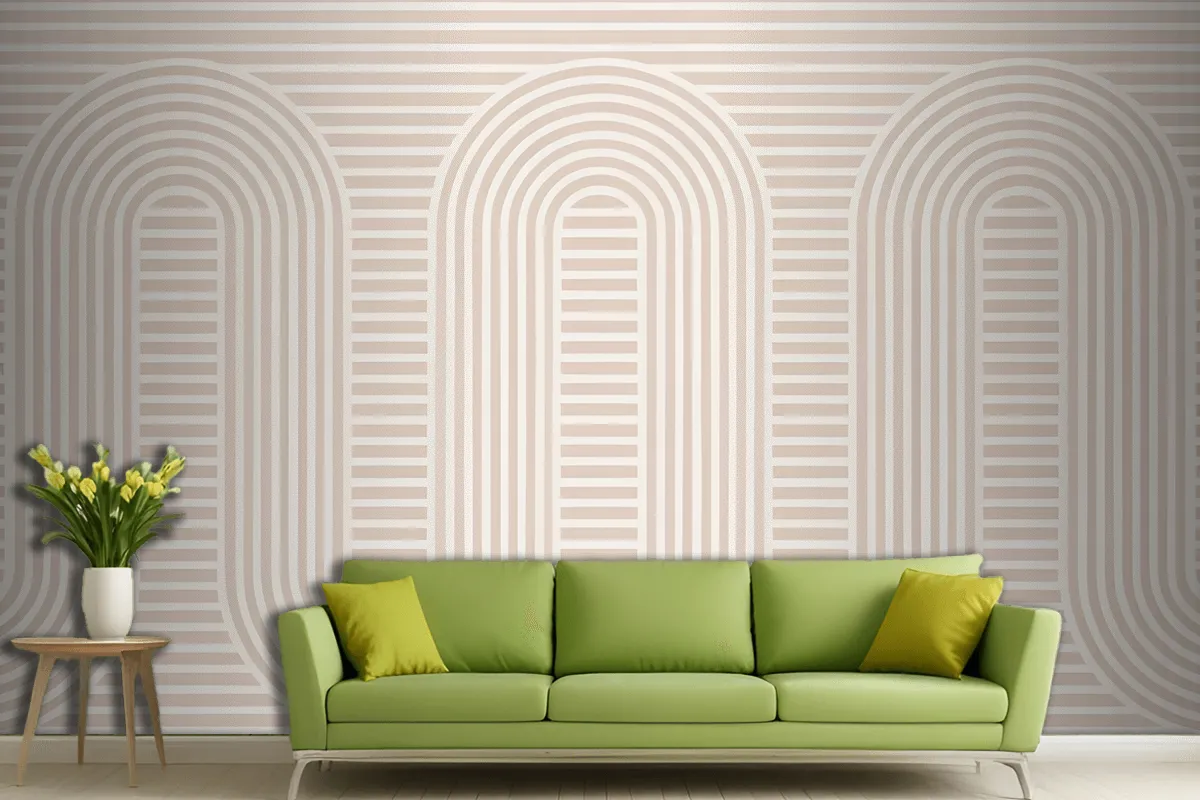 Pink Zen Garden Curves & Stripes Wallpaper Mural