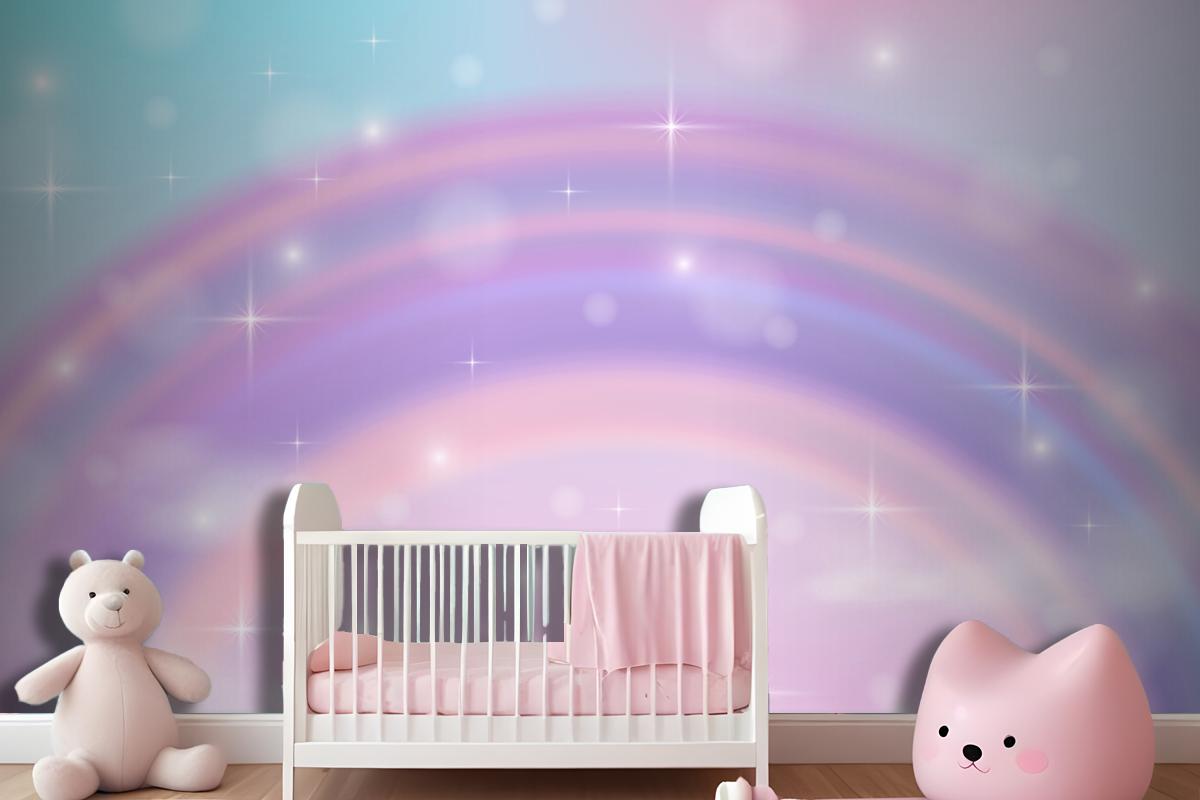 Realistic Rainbow Glitter Background Wallpaper Mural