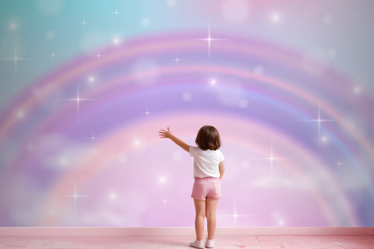 Realistic Rainbow Glitter Background Wallpaper Mural