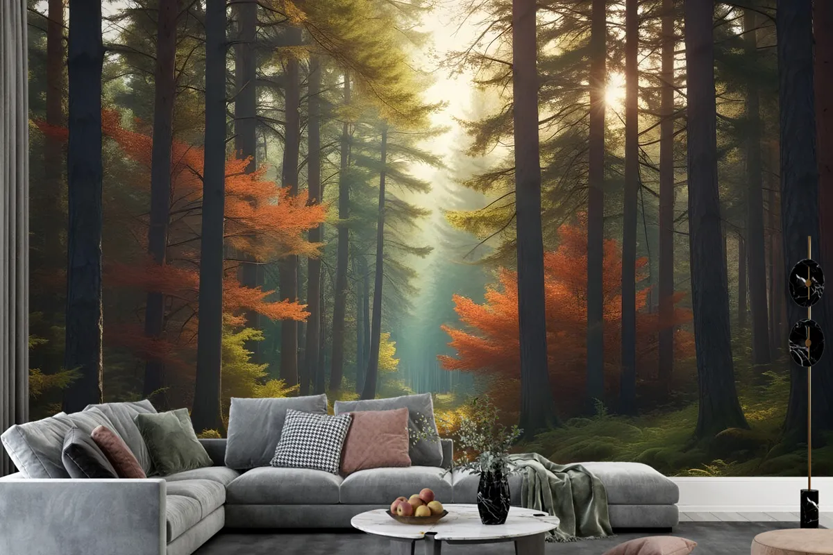 Red Forest Autumn Wallpaper Mural