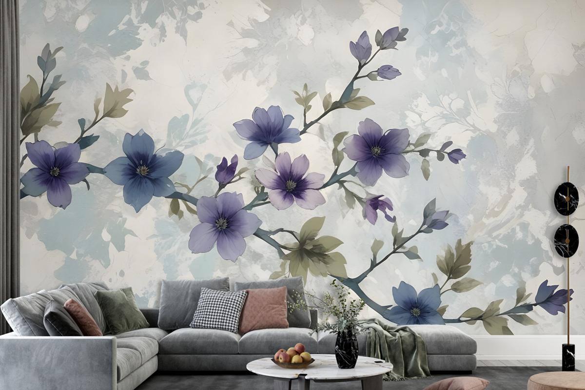 Retro Magnolia Blossom Wallpaper Mural