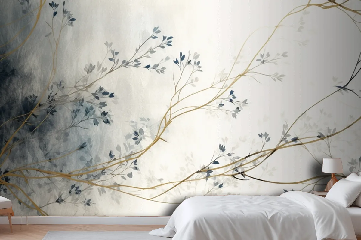 Retro Nostalgic Golden Brushstrokes Wallpaper Mural