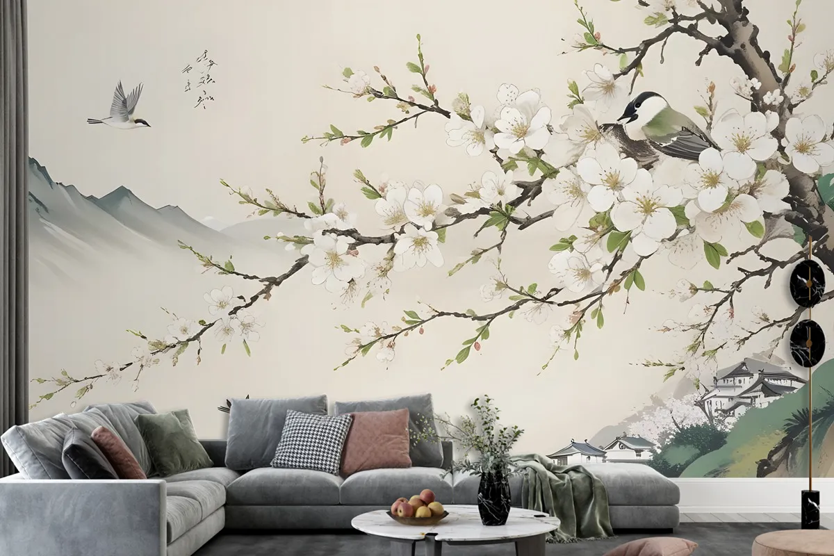 Retro Plum Blossom Wallpaper Mural