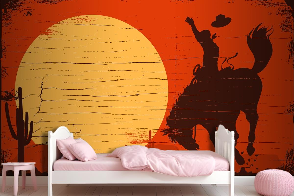 Rodeo Cowboy Riding Wild Horse Rodeo Cowboy Riding Wild Horse Wallpaper Mural