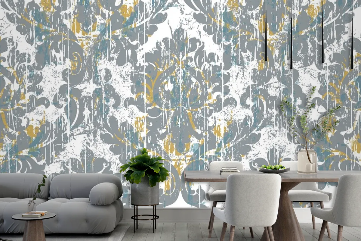 Royal Vintage Grunge Style Damaged Retro Wallpaper Mural