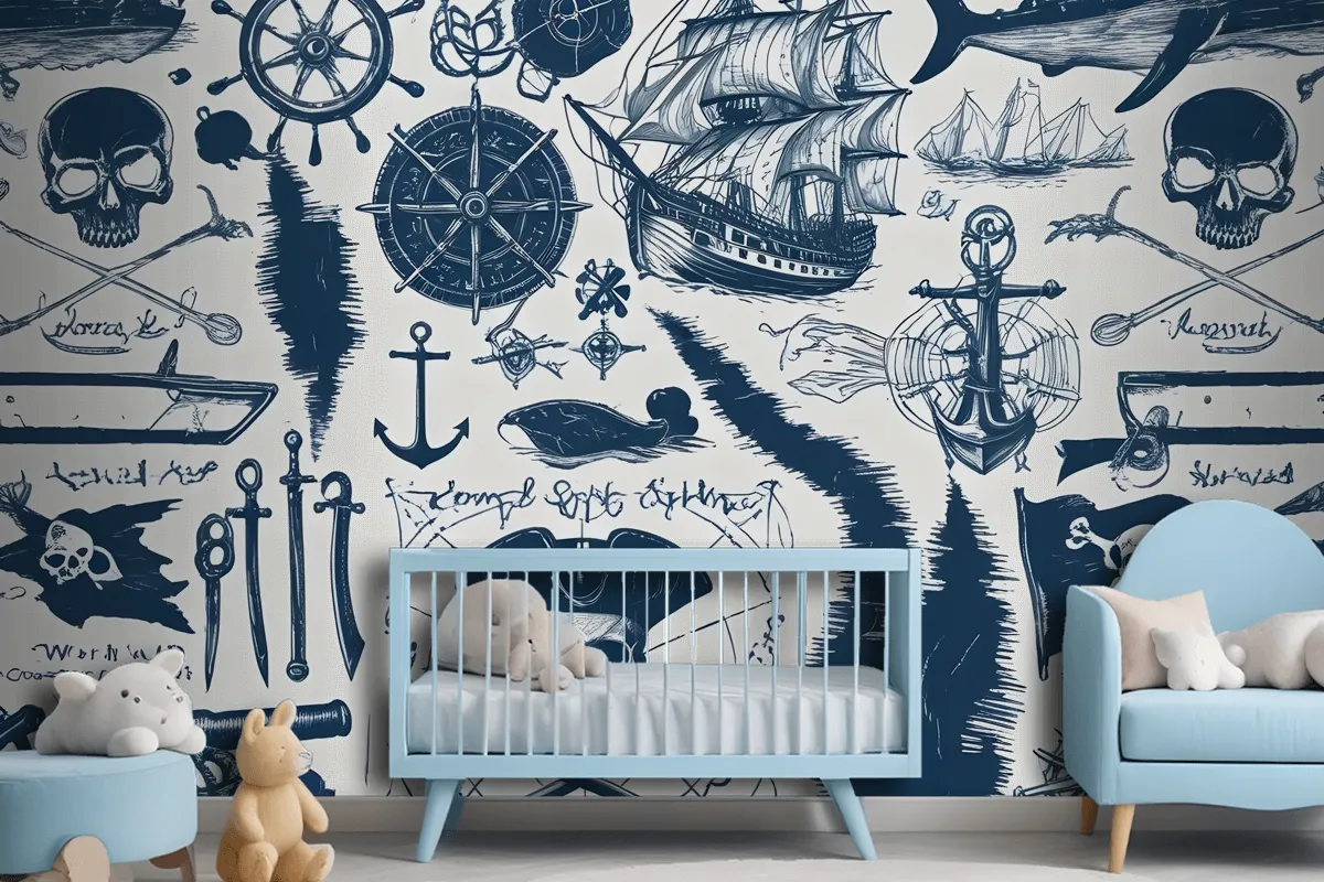 Sailor Map Adventure Kids Wallpaper Mural