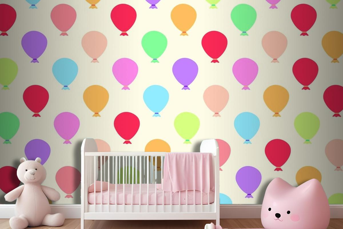 Seamless Colorful Balloons Pattern Wallpaper Mural