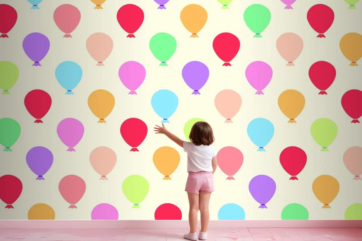 Seamless Colorful Balloons Pattern Wallpaper Mural