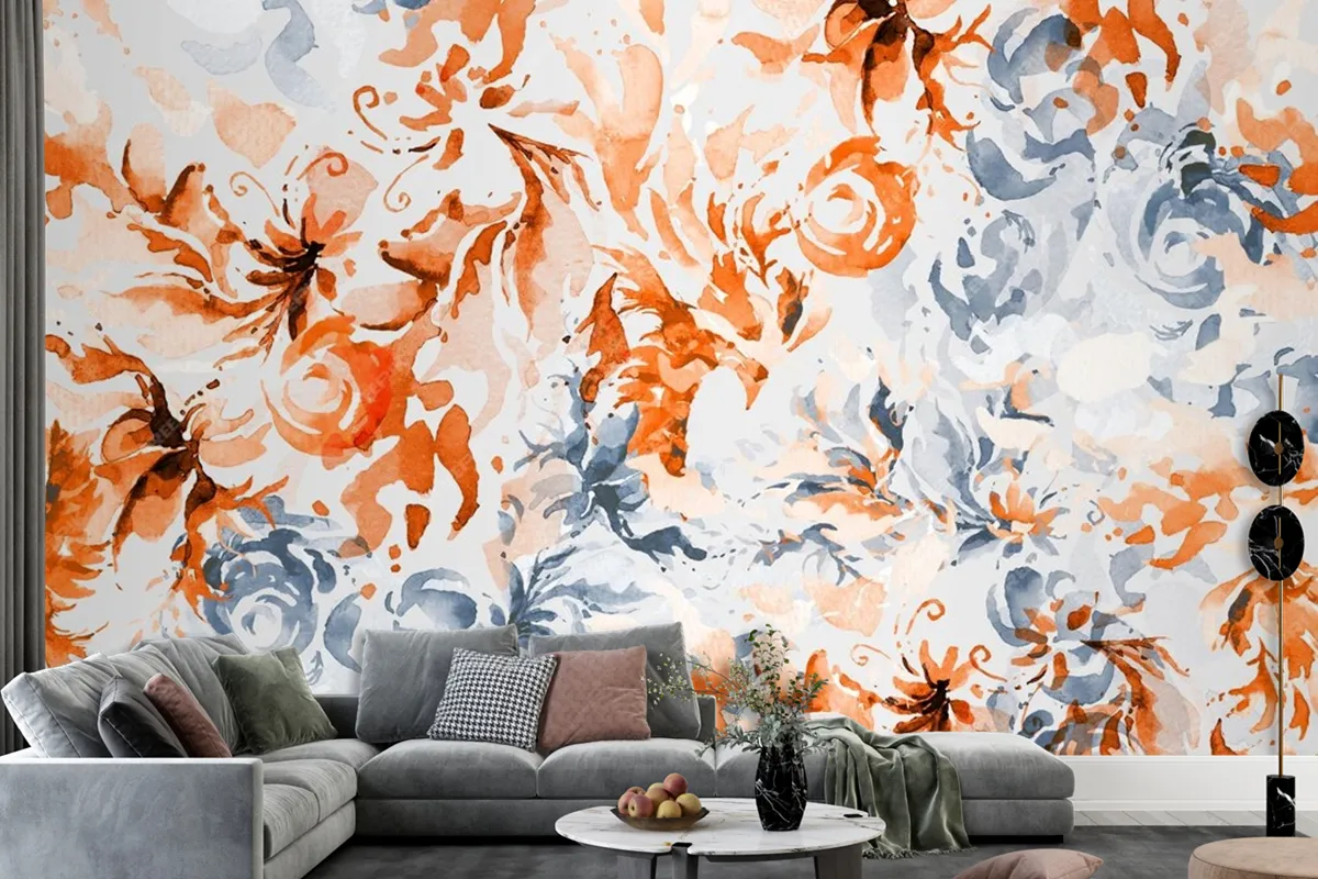 Seamless Pattern Abstract With Watercolor Floral Wallpaper Mural