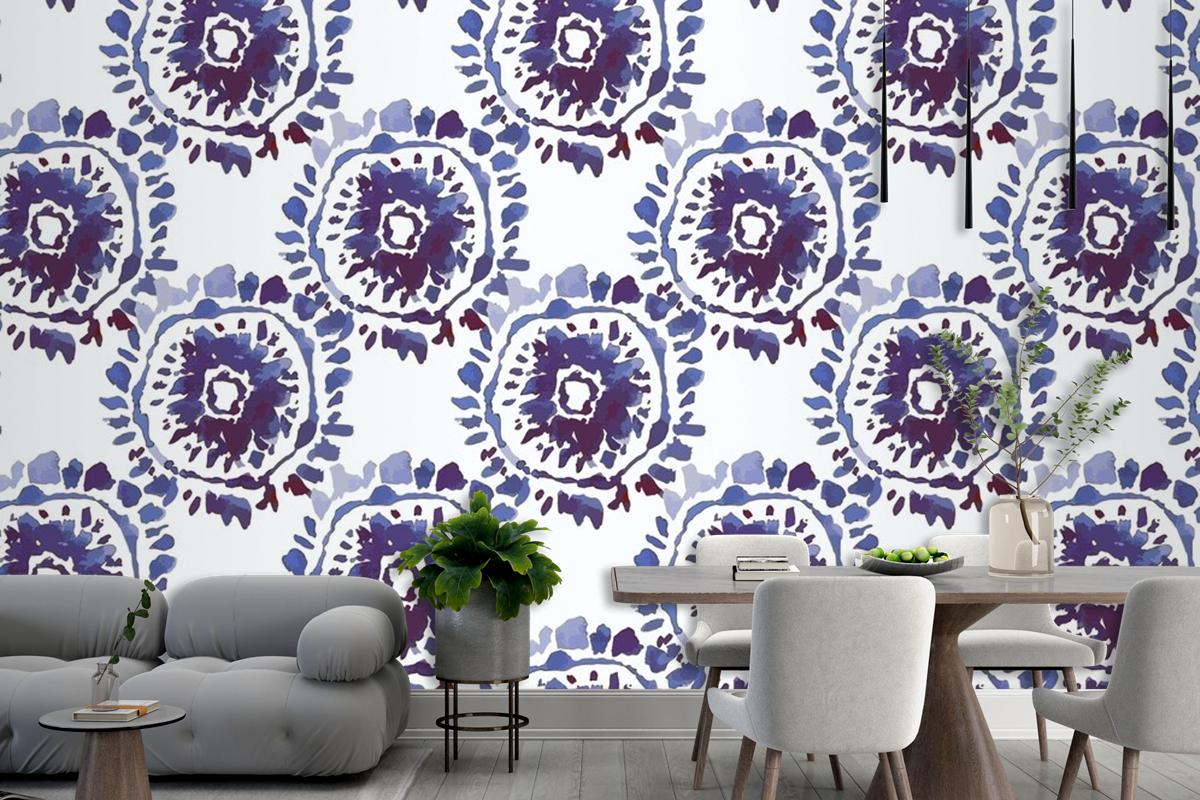 Shibori Hand Painted Pattern Watercolor Wallpaper Mural