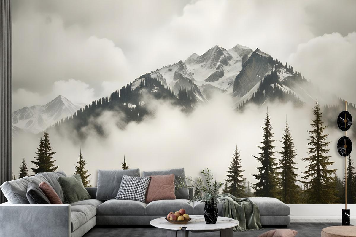 Snowy Mountain Landscape Wallpaper Mural