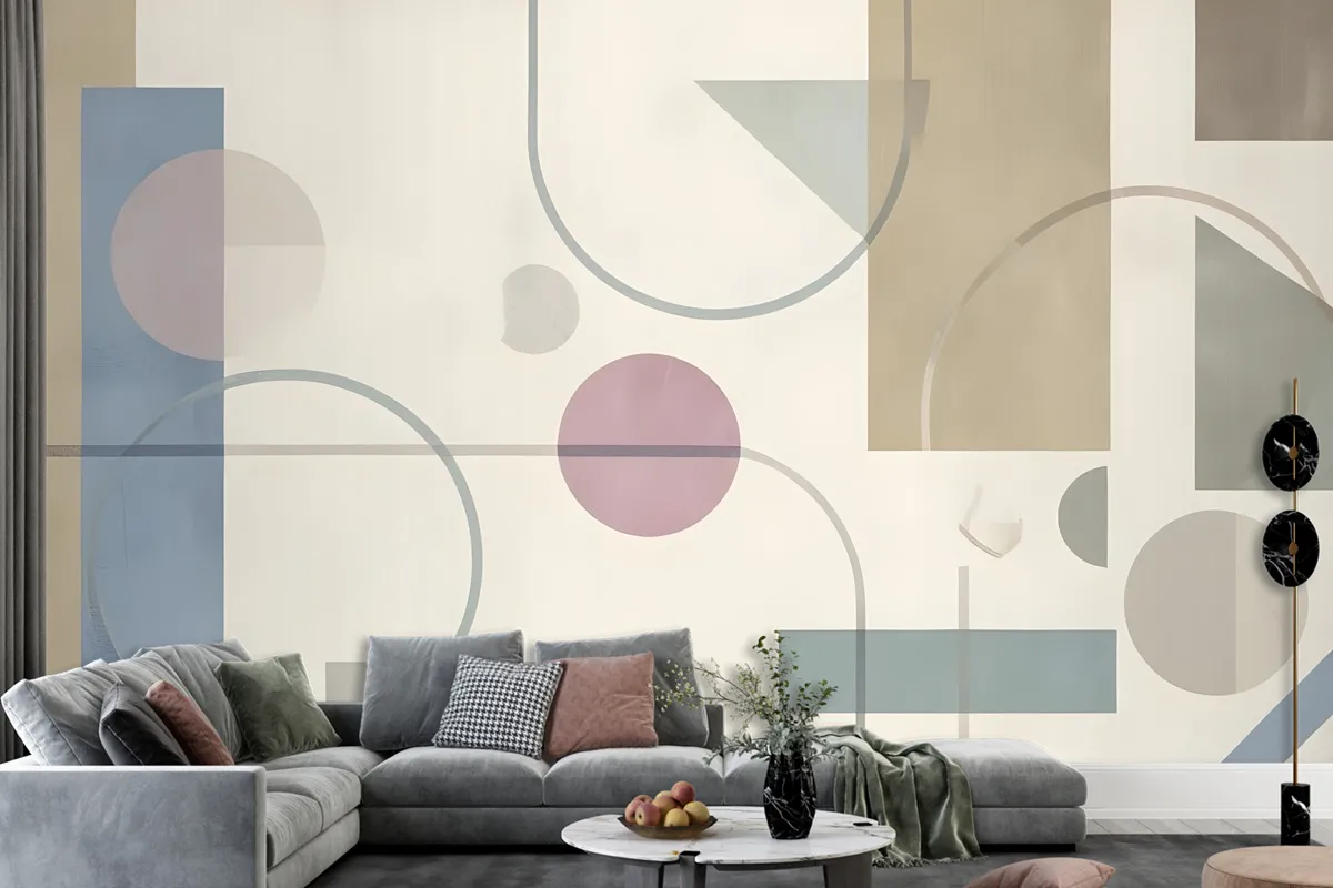 Soft Geometric Shape Art Wallpaper Mural