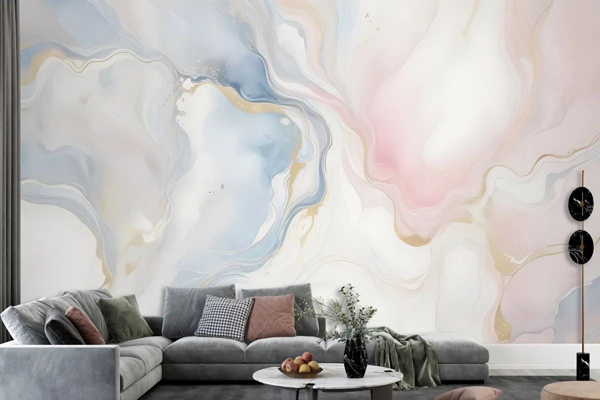 Soft Neutral Abstract Marble Art Wallpaper Mural