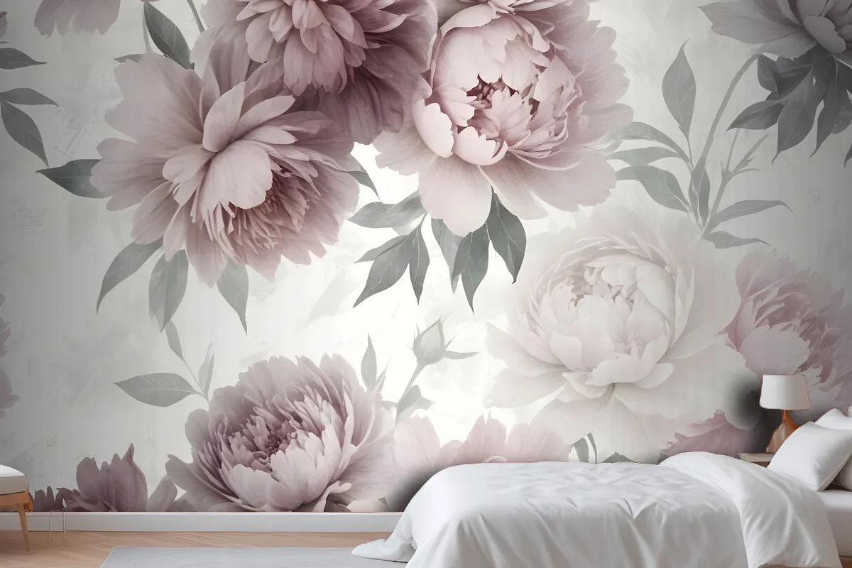 Soft Peony Floral Wallpaper Mural