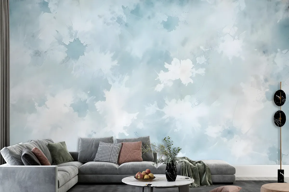 Soft Turquoise Brush Wallpaper Mural