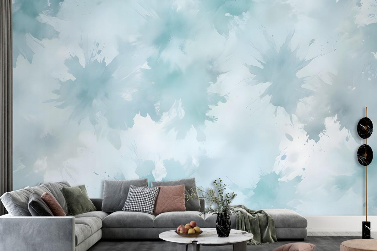 Soft Turquoise Brush Wallpaper Mural