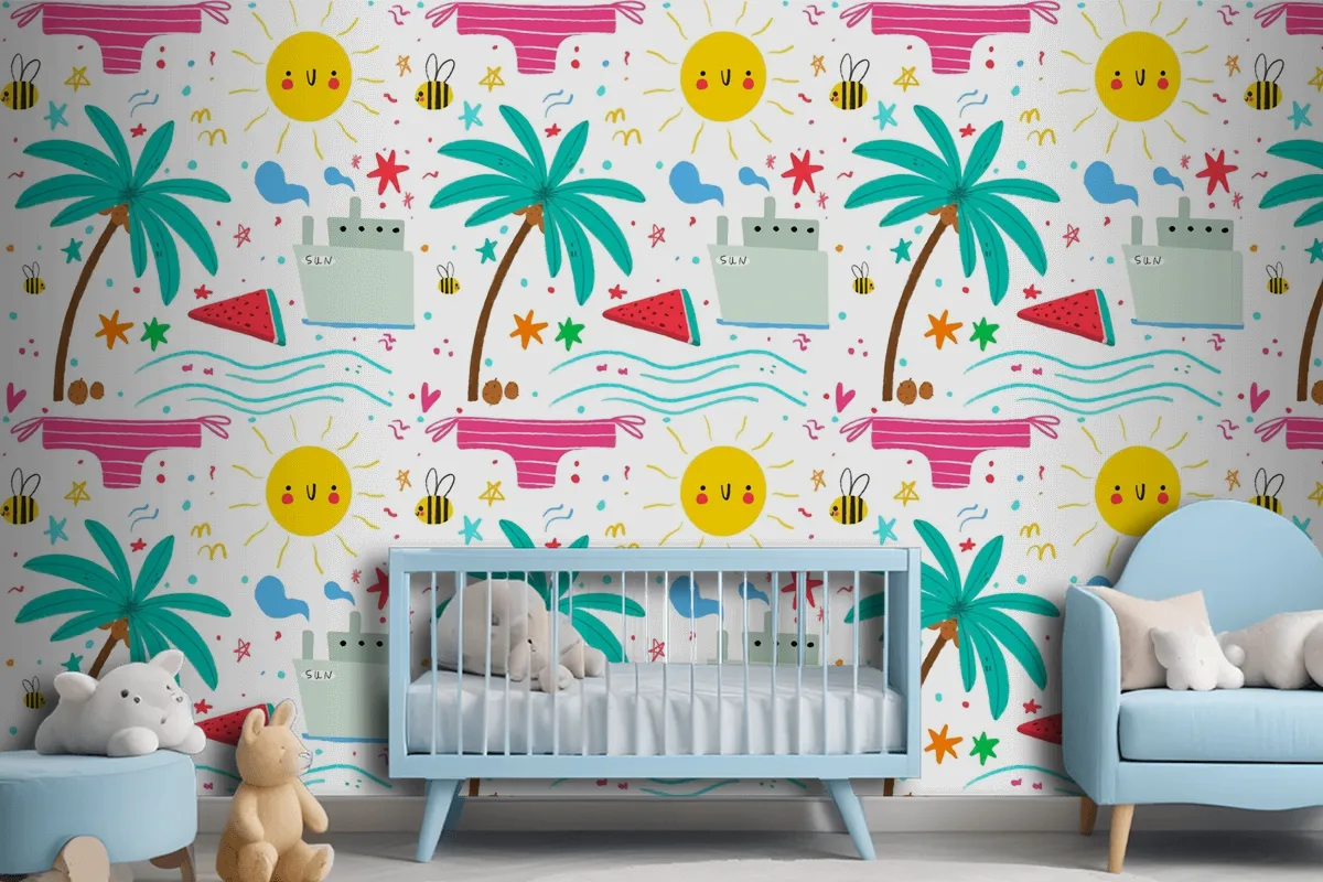 Summer Pattern For Zoom Wallpaper Mural