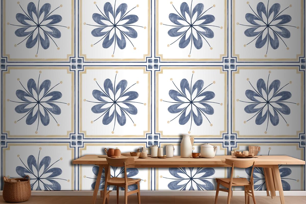 Tiles Textured Pattern Design Kitchen Wallpaper Mural