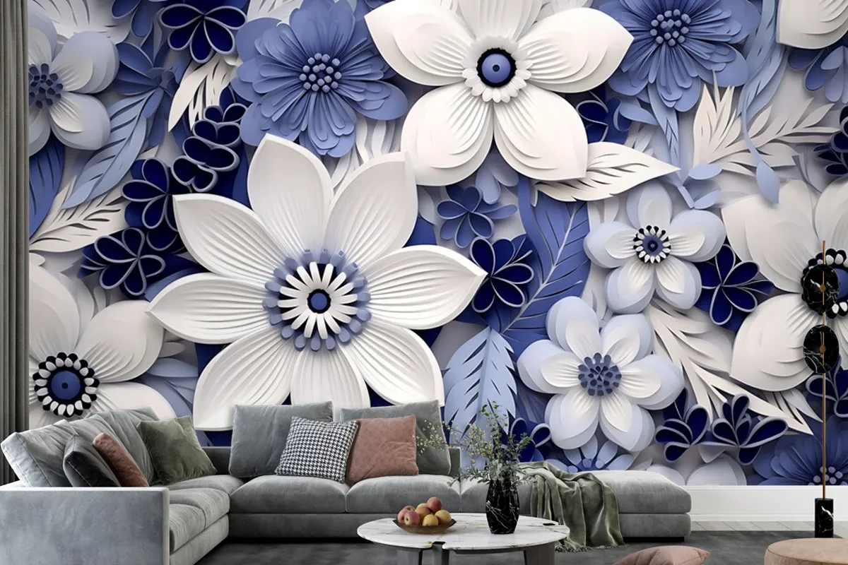 Top View Beautiful Flowers Arrangement Wallpaper Mural