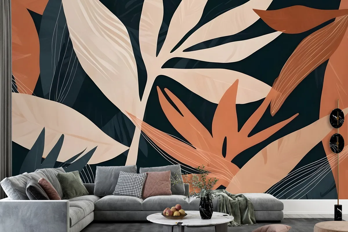 Tropical Foliage Leaves Art Wallpaper Mural