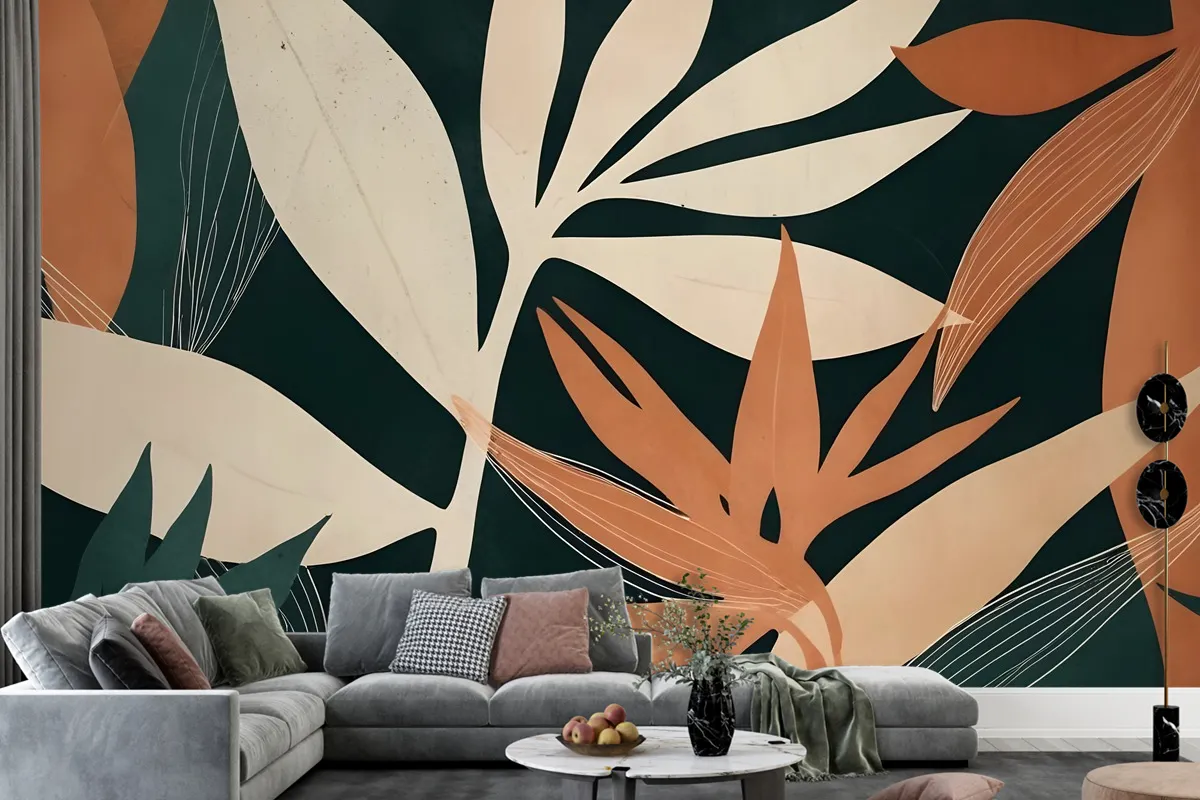 Tropical Foliage Leaves Art Wallpaper Mural